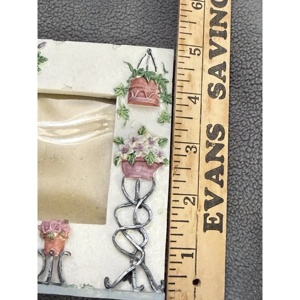 Cottage Garden Photo Frame Floral Potted Plants Wrought Iron Style Shabby Chic